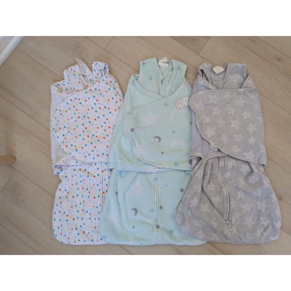 3 x Halo Baby Fleece Sleep Sack Swaddle Size Small 3-6 Months